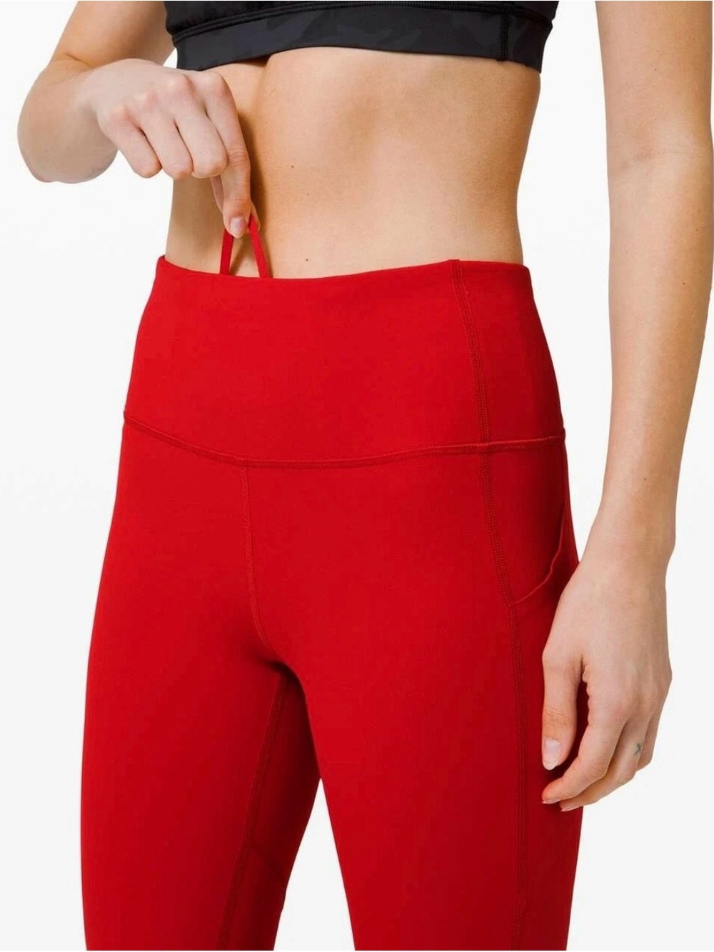 Lululemon Pace Rival High-Rise Crop 22” Leggings Red Size 4 Side Pockets - Picture 4 of 10